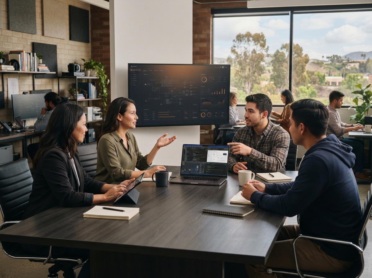 Bright Meritance analyst reviewing predictive risk data on a workstation